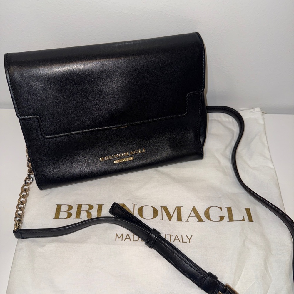 Bruno Magli Black Leather Crossbody Bag